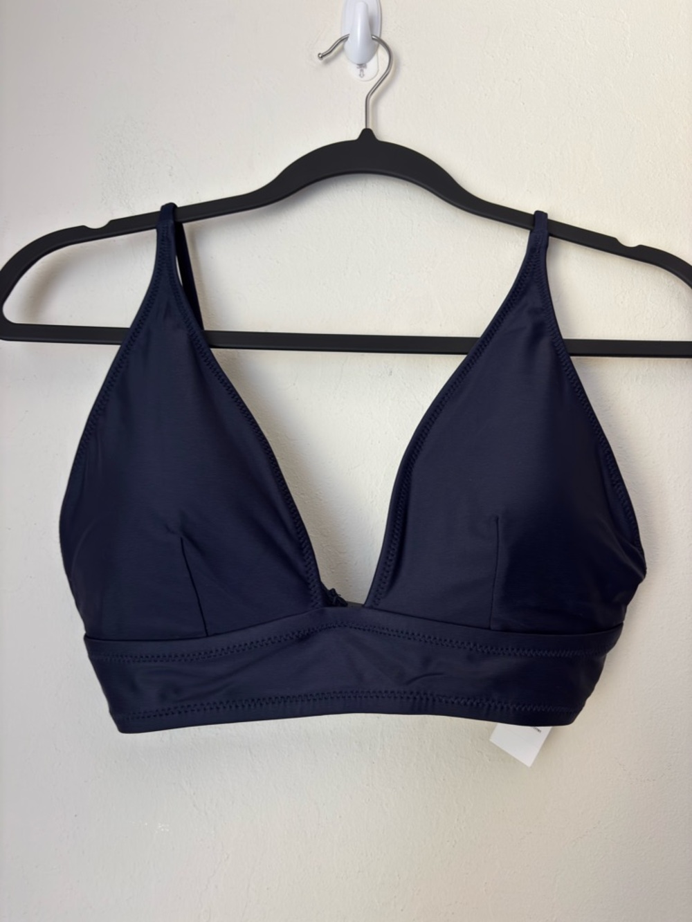 J. Crew Plunge Bikini Top in Navy Size Medium NEW Padded Beach Vacation Summer